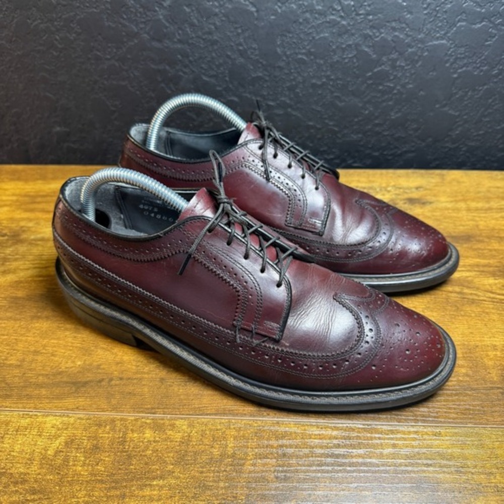 Stuart McGuire 4075 Burgundy‎ Leather Wingtip Oxford Dress Shoes Mens 8.5